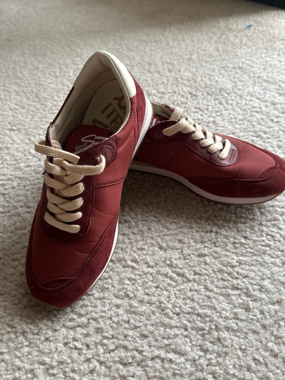 Sam Edelman Burgundy Sneakers with Cream Laces